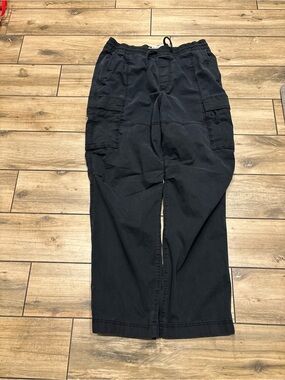 Hollister Mens Large Tall Black Y2K Loose Fit Baggy Cargo Pants Trousers